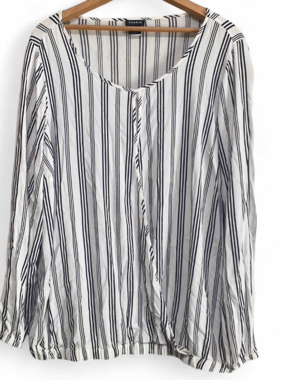 torrid White and Black Vertical Stripe Long Sleeve Top